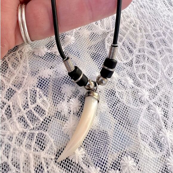 Mother of Pearl Horn Amulet Necklace - Picture 3 of 8